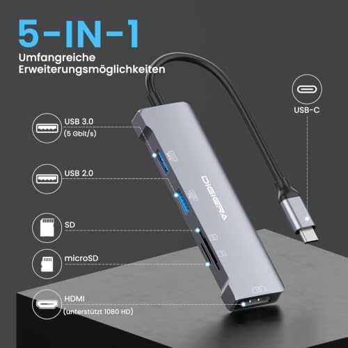 Нов хъб USB C адаптер 5 в 1 HDMI USB 3.0 USB 2.0 SD Micro SD за лаптоп