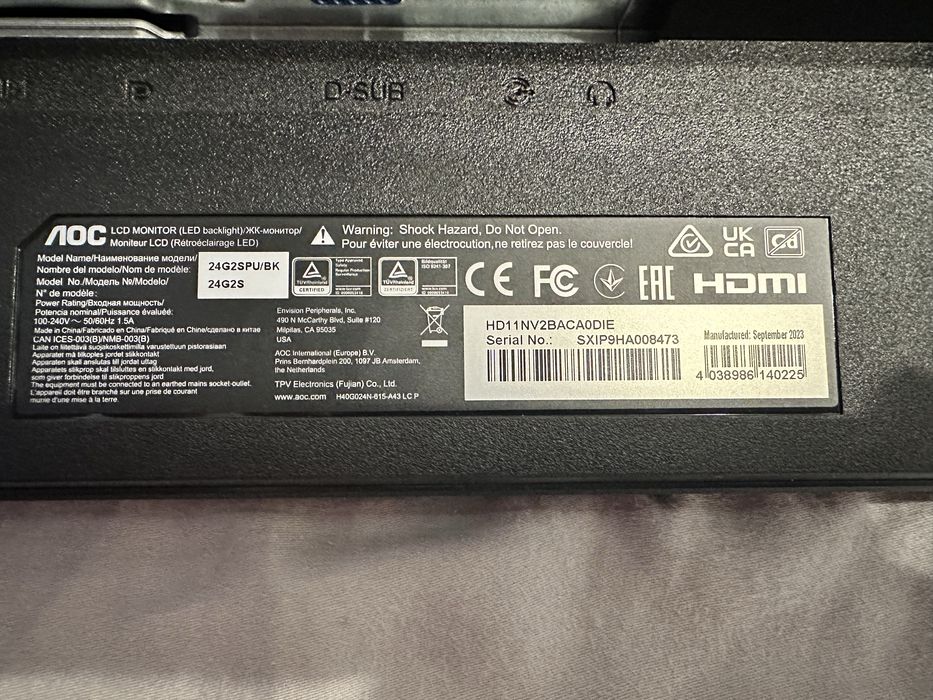 Monitor LED AOC Gaming 24G2SPU