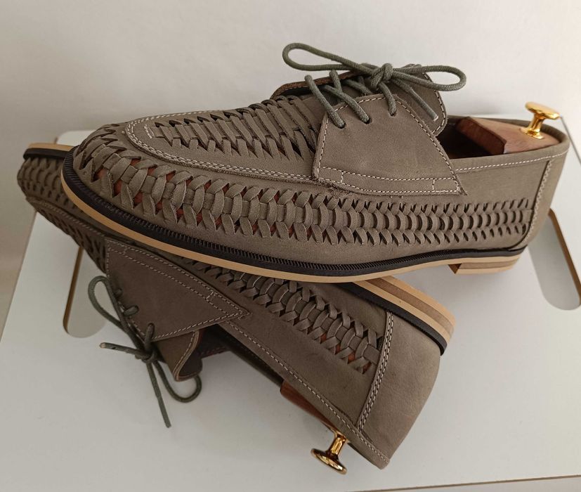 Pantofi derby 44 casual premium Blaq NOI piele naturala moale impletit