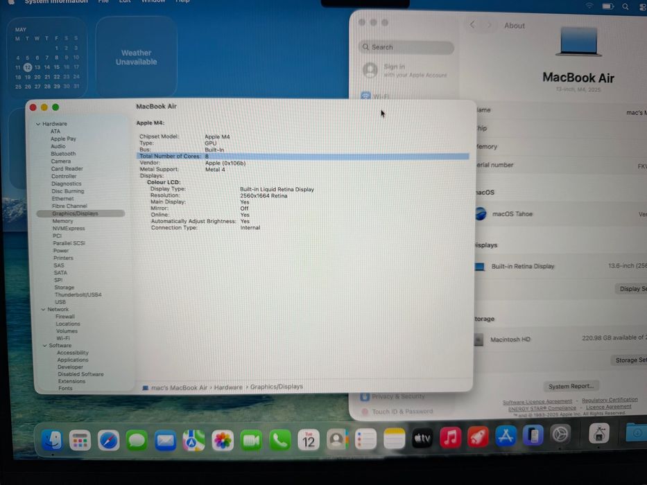 MacBook Air 13" M4 Chip 10-CPU, 8-GPU, 16GB RAM, 256GB SSD В ГАРАНЦИЯ