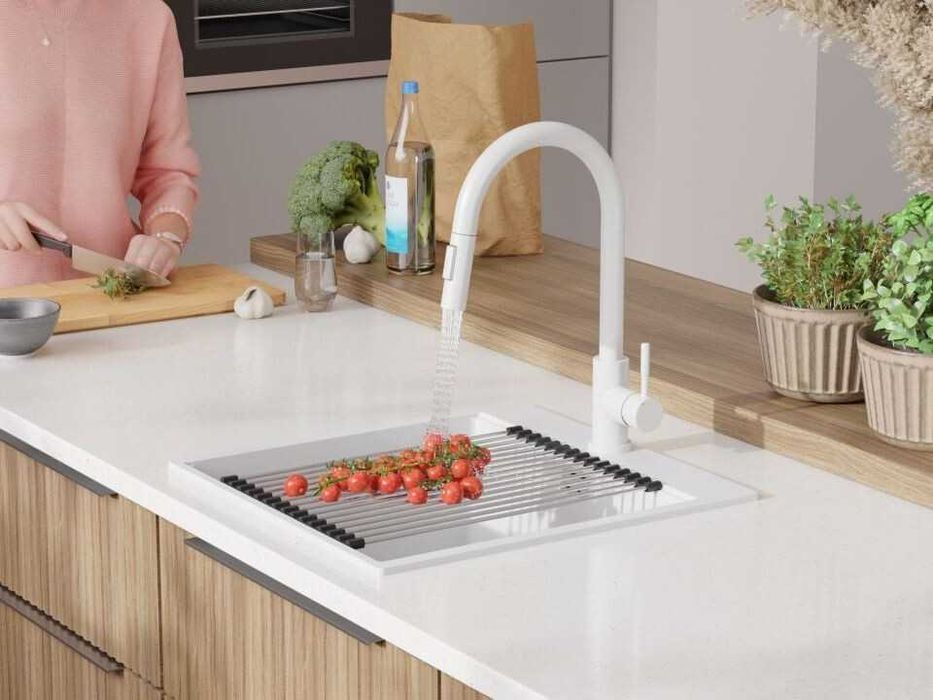 Кухненска Мивка от гранит модел Осло 50 XXL 490 x 500 mm - бяла