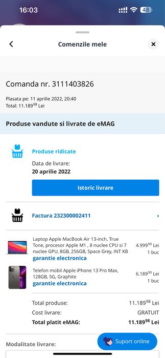 MacBook Air M1 ecran defect – 8GB / 256GB – Space Grey