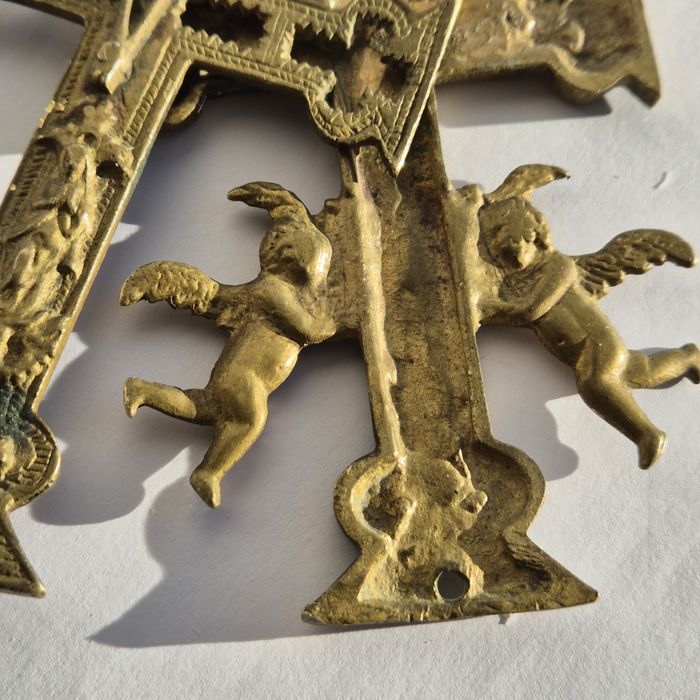 Cruce Caravaca bronz / cruicifix / antichitati secolul XVII