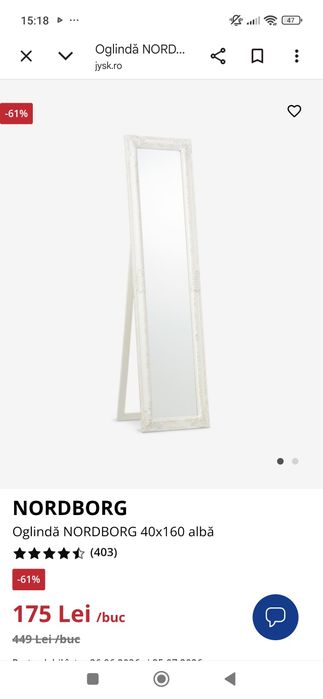 Oglinda alba cu model pe rama