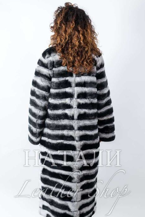 Ексклузивен дълъг кожух от чинчила 2 в 1