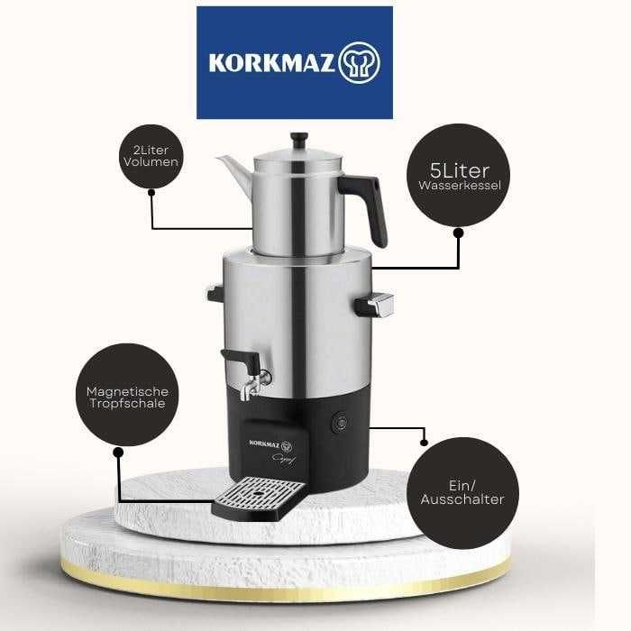 Электрический самовар 5 л Korkmaz Caysef Inox A841 elektro samovar