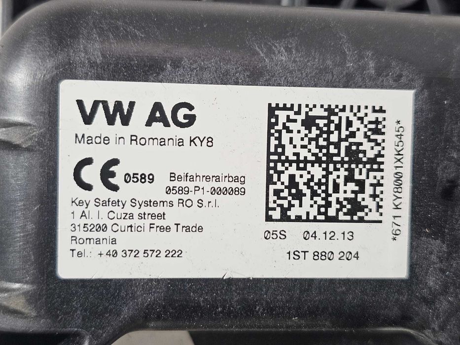 Airbag pasager bord Skoda Rapid Spaceback 2014 1.6 TDI Cod OEM: 1ST880204 (5F3)