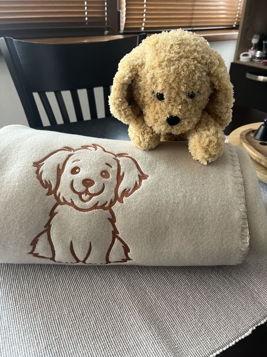 Плетена играчка кученце и одеяло