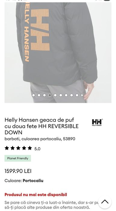 Helly Hansen geaca de puf cu doua fete HH REVERSIBLE DOWN nr M/L (men)
