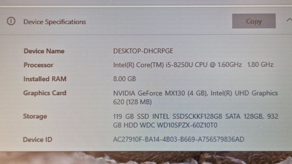 HP i5 8GB / 128 SSD+1 TRB + 4GB NVIDIA