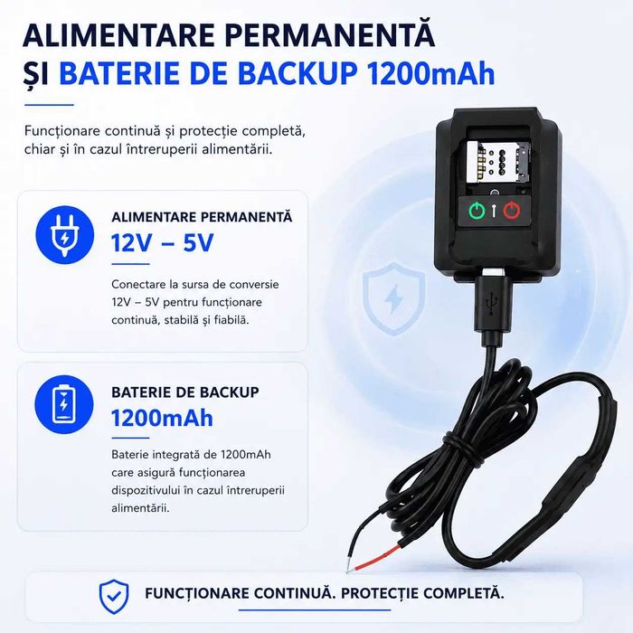 Microfon Spion pentru autovehicule – Alimentare 12V cu Localizare GPS si Control Prin SMS sau Aplicatie SMT SECURITY
