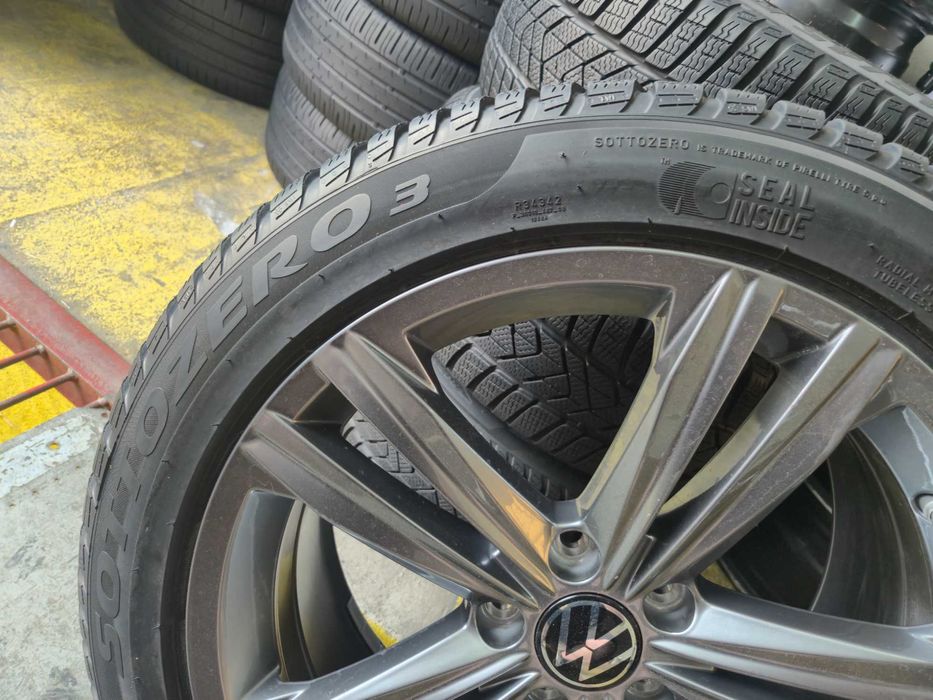 4 ROTI Jante + Anvelope Aliaj - 5x112 245/45/18 - PIRELLI IARNA - CA NOI - DOT 2023 DEMO Showroom 2023 OEM VW Passat Arteon Skoda Seat