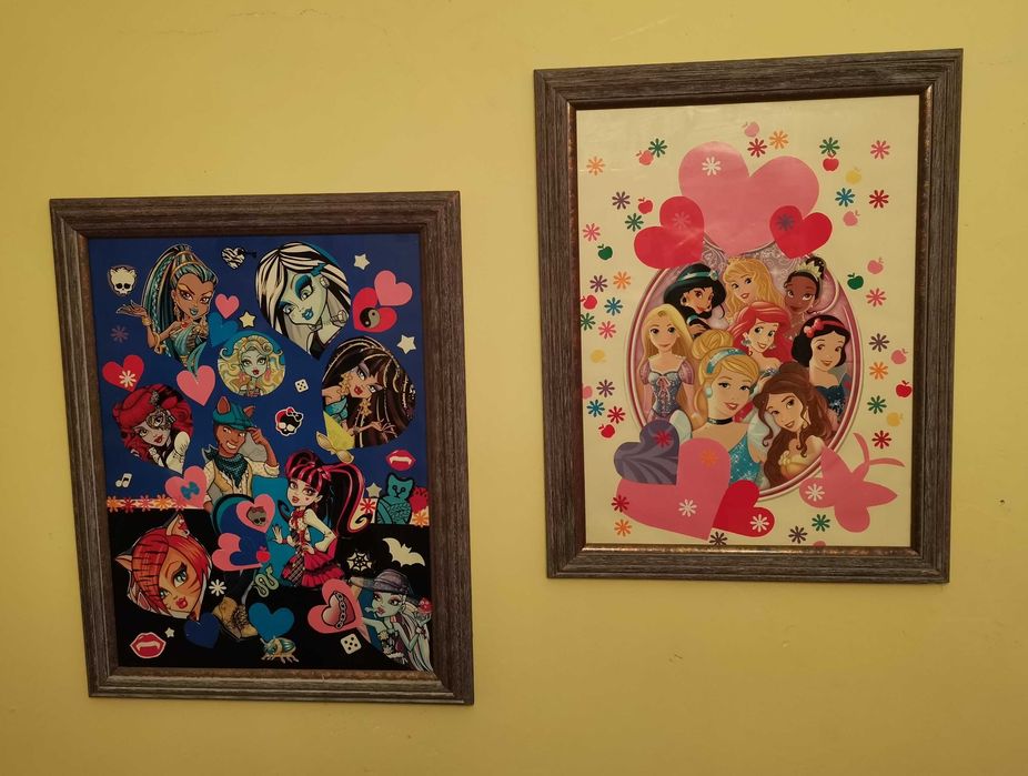 Monster High и Disney Princesses колаж в рамка декоративни