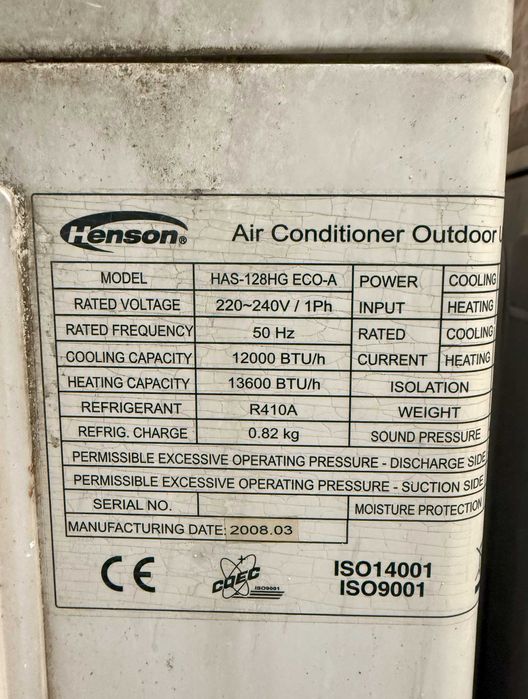 Vand 4 aparate de aer conditionat Henson 12000 BTU