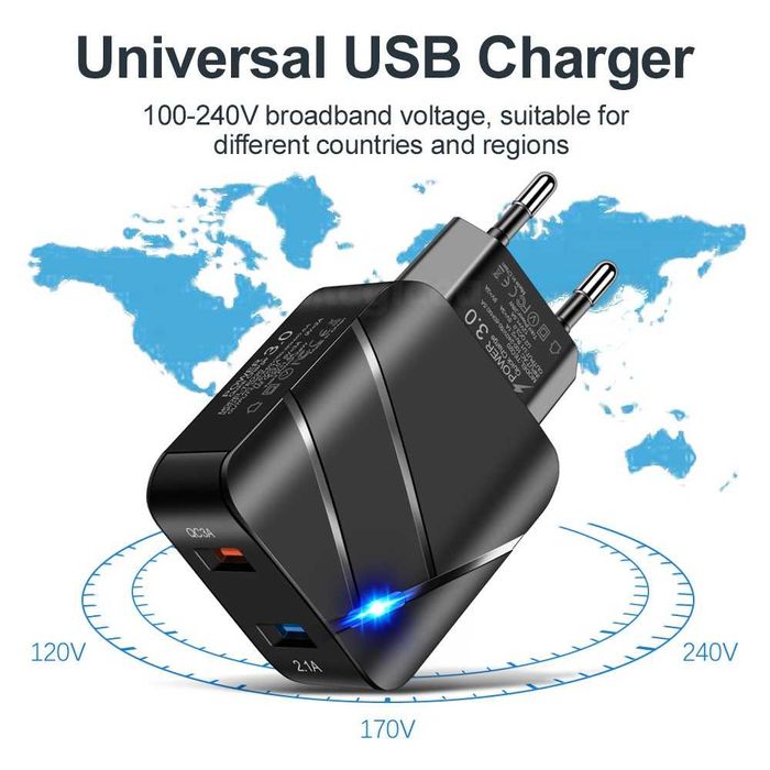 Бързо USB зарядно TE-820, 28W, 2 USB извода