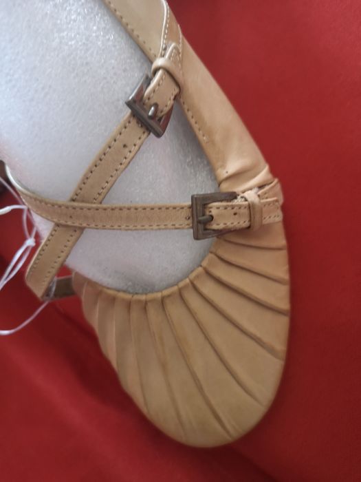 Balerini / pantofi dama, 40, bej, piele naturala, noi