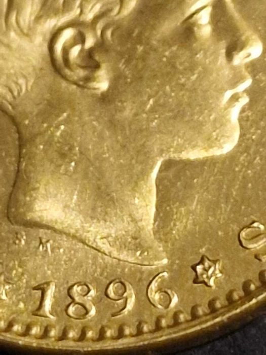 Златна монета20ИталианскиЛири НаполеонI 1809,20Песети АлфонсоXIII 1896