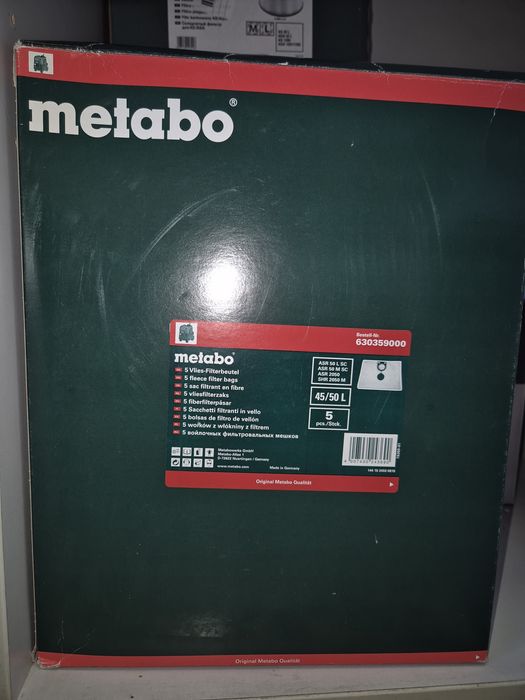 Торби за прахосмукачка ASR50/ASR2050 Metabo, 50 л,  арт:630359