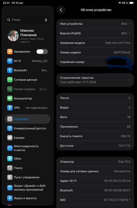 Apple IPad mini A17 Pro 256Gb Cellular