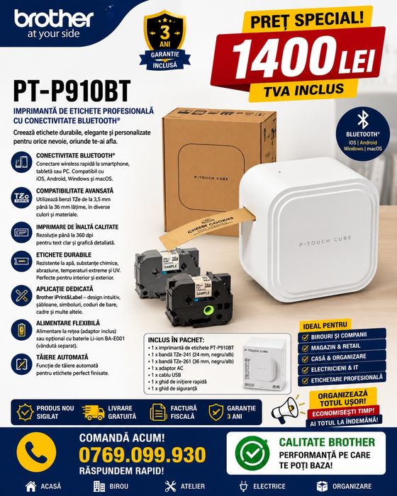 Brother PT-P910BT | Produs nou, sigilat | Livrare gratuita