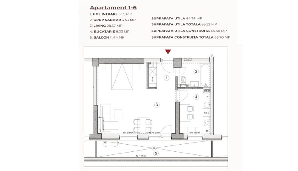 Studio, 56.22 mp, ansamblu cu 0% Comision la Achizitie, zona Calea Sev