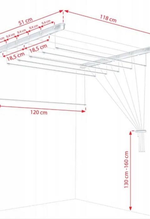Uscător rufe tavan 6x120 nou