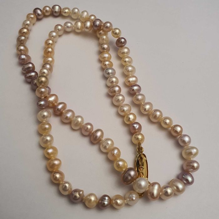 Top Luciu Colier Perle Naturale Si Aur 18K