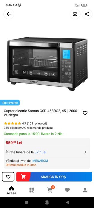 Cuptor electric Samus 2000W