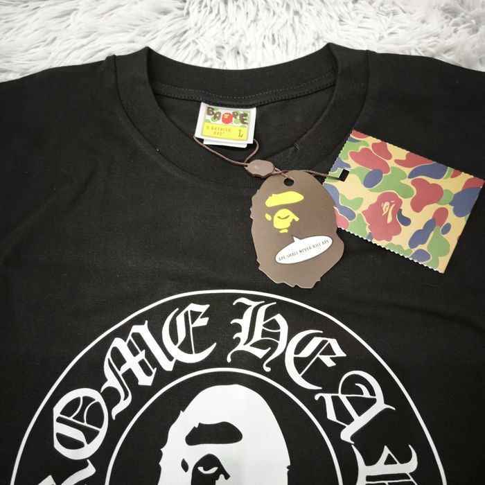 BAPE x CHROME HEARTS тениска унисекс черен цвят размер L НОВА