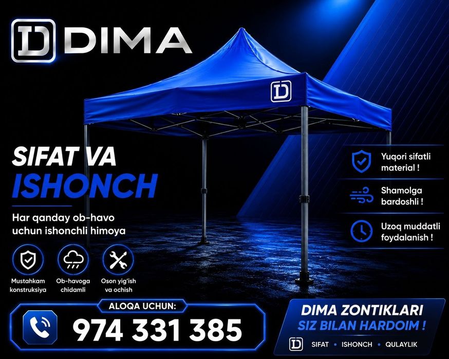 sifatli ishonchli mustahkam baquvvat va chidamli  Dima zontik
