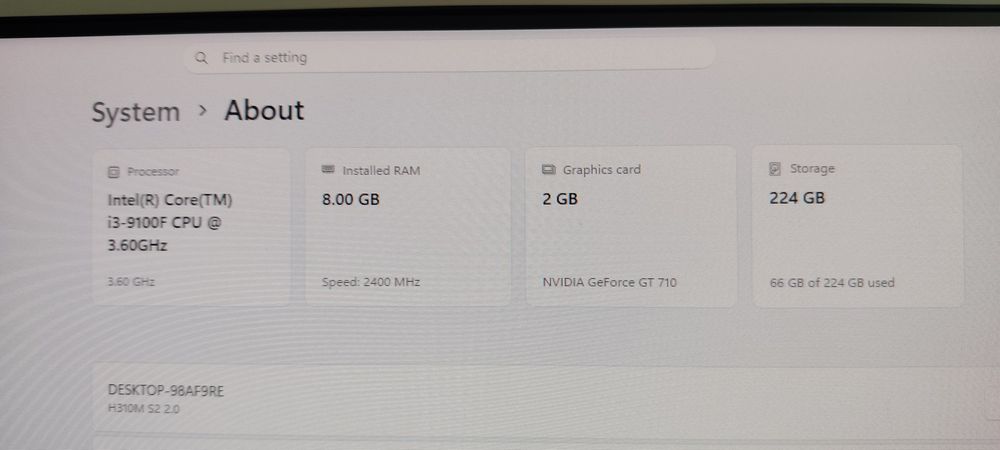 PC Desktop I3 Gen 9