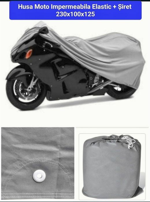 Prelata Moto Husa Moto Impermeabila Waterproof, Material Gros 230cm