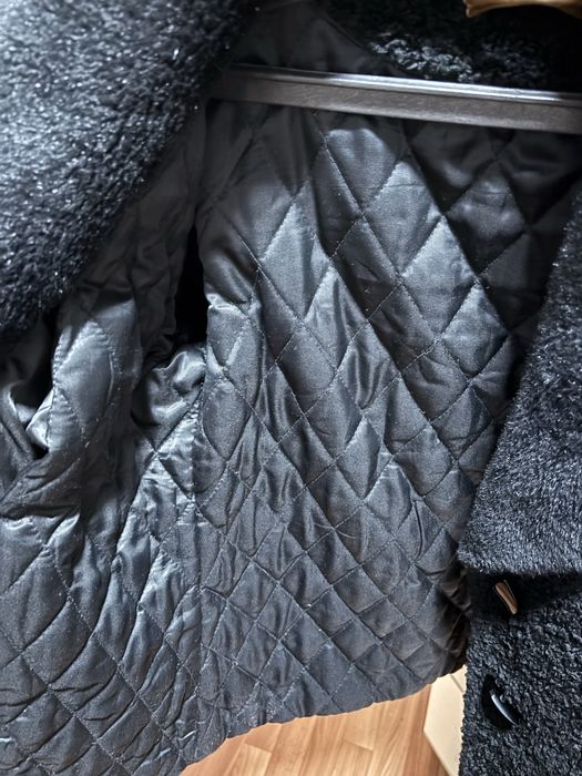 черный полушубок M-L