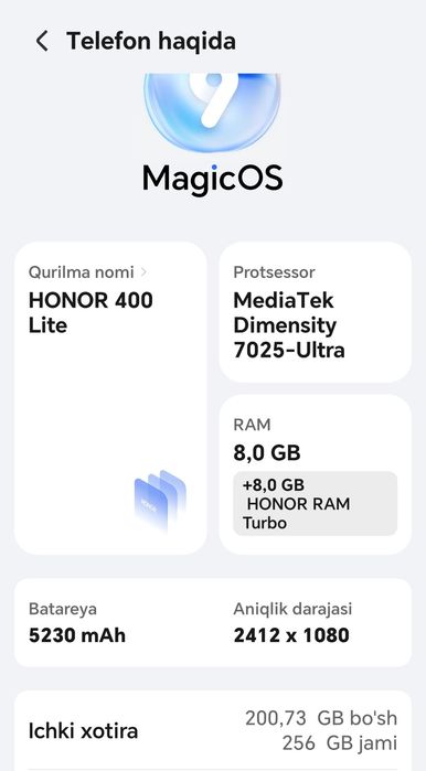 Honor 400 lite ideal