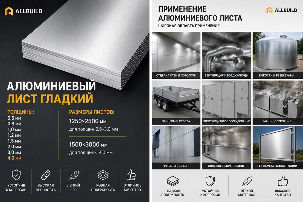 Алюминиевый лист гладкий