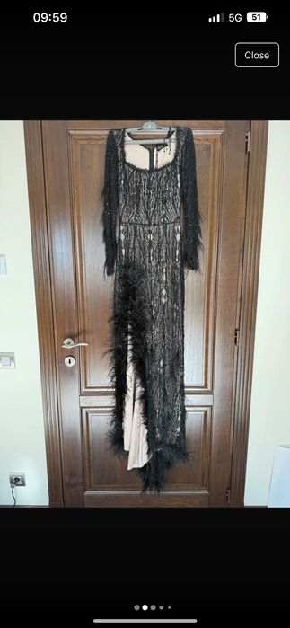 Vând rochie neagră lungă bijuterie potrivită pentru nașa sau banchet