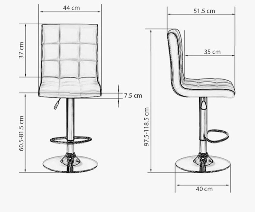 Комплект 2Броя Елегантни Бар Столове с Облегалка