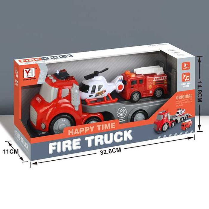 Камион с ремарке пътна помощ, с пожарна и хеликоптер