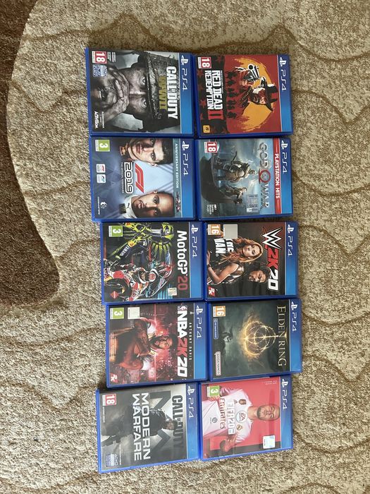 Ps4 cu 512 GB un controller si toate cablurile necesare plus 17 jocuri