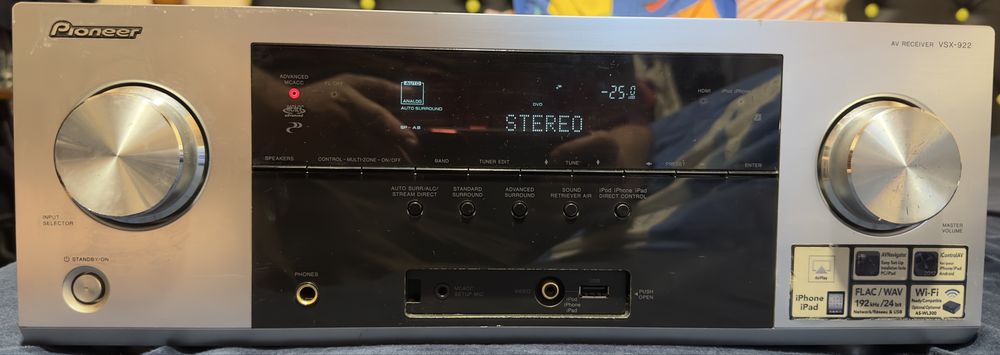 Vând receiver(AVR) Pioneer vsx-922-s 7.2 canale 150w canal