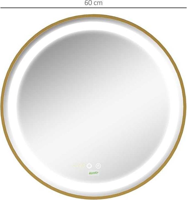 Кръгло LED огледало за баня Kleankin, димируемо осветено