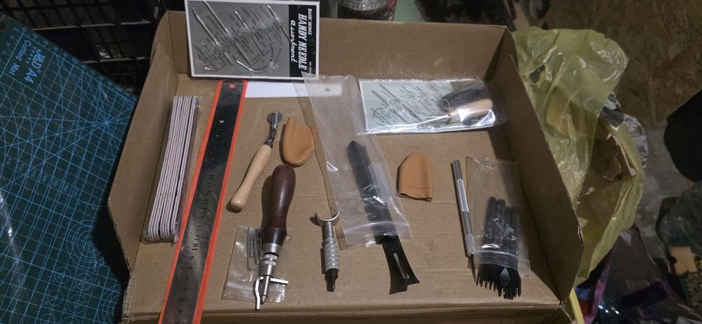 Set ustensile piele prelucrat hobby diy aparat subtiat pielea