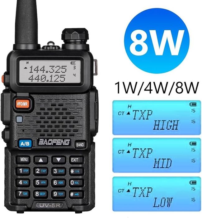 Statie radio portabila Baofeng UV-5R, putere emisie 8W,negru,sigilat