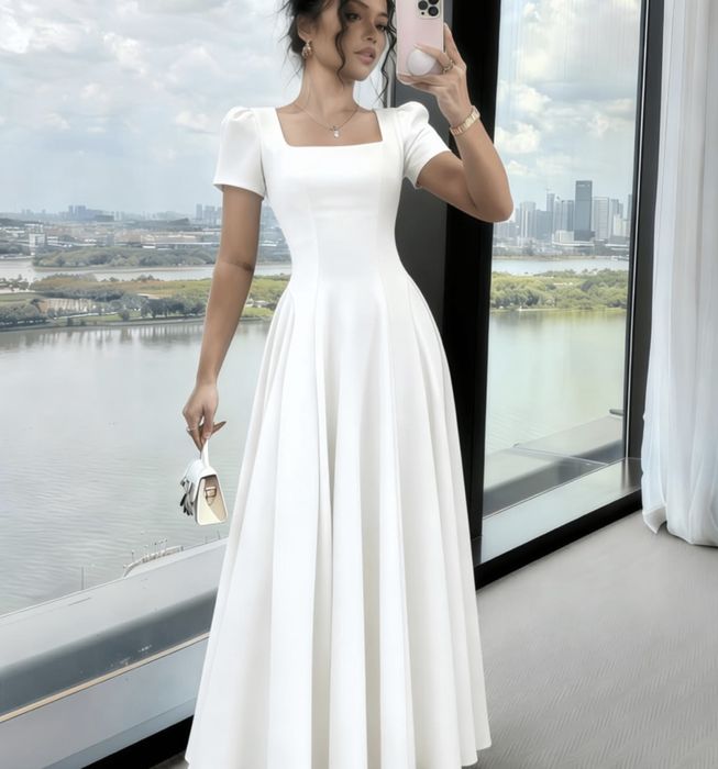 Ақ ұзын көйлек, өте әдемі, жаңа