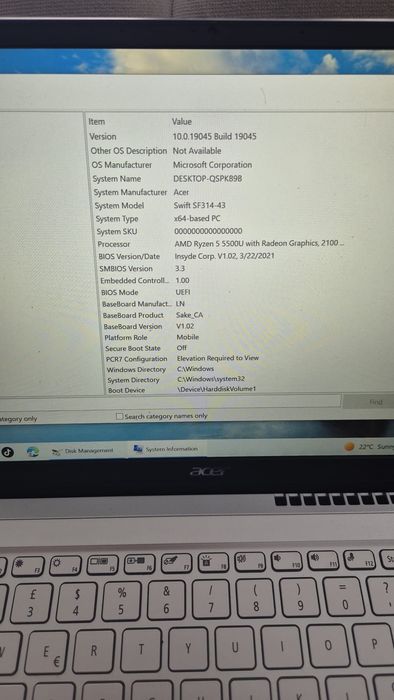 Vând laptop Acer Swift 3