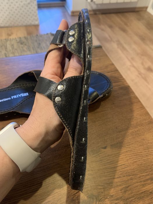 Sandale piele mas 39 maro inchis