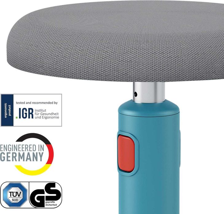 Taburet ergonomic pentru birou, Leitz, Ergo Cozy, Albastru/Gri