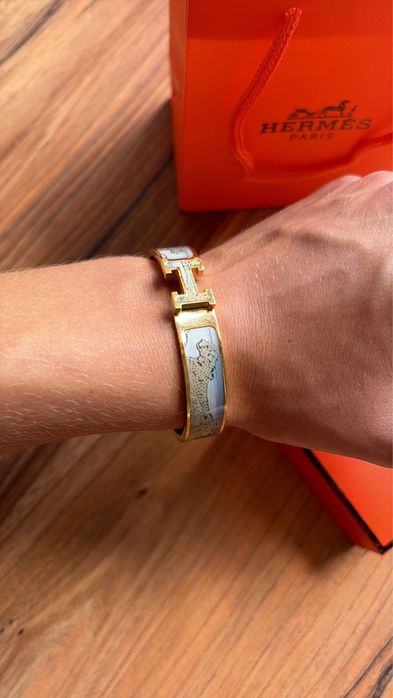 Bratara Hermes H leopard design