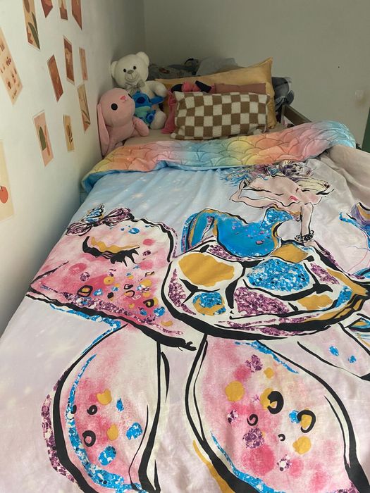 Set de mobilier, pat+birou extensibil+dulap+poliță detașabilă