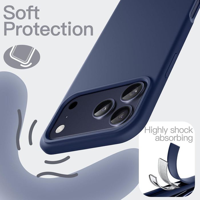 Матов силиконов кейс за apple iphone 17 pro max - тъмно син